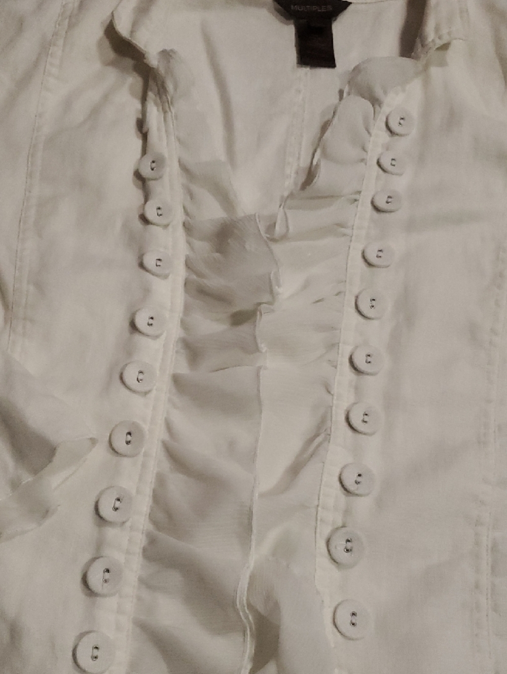 Multiples White Linen Jacket With Cascading Ruffles - Picture 4 of 5